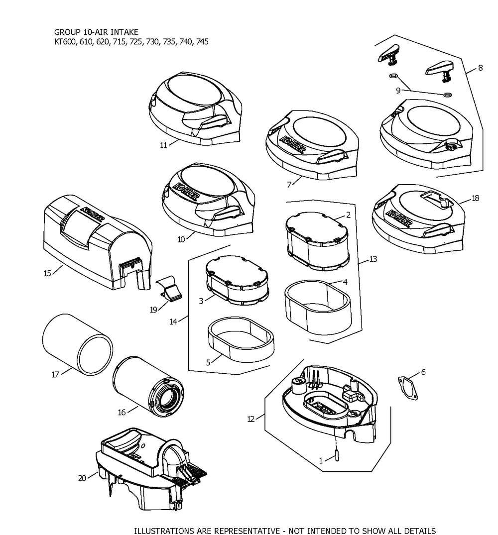 Kt725-3101 Air Intake Diagram and Parts List for KT725-3101  Cub Cadet Engine